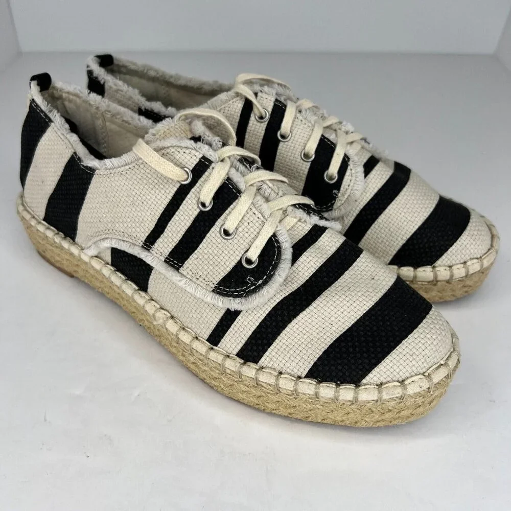 DV By Dolce Vita Womens Cream Black Striped Espadrille Canvas Size 9.5 Sneakers